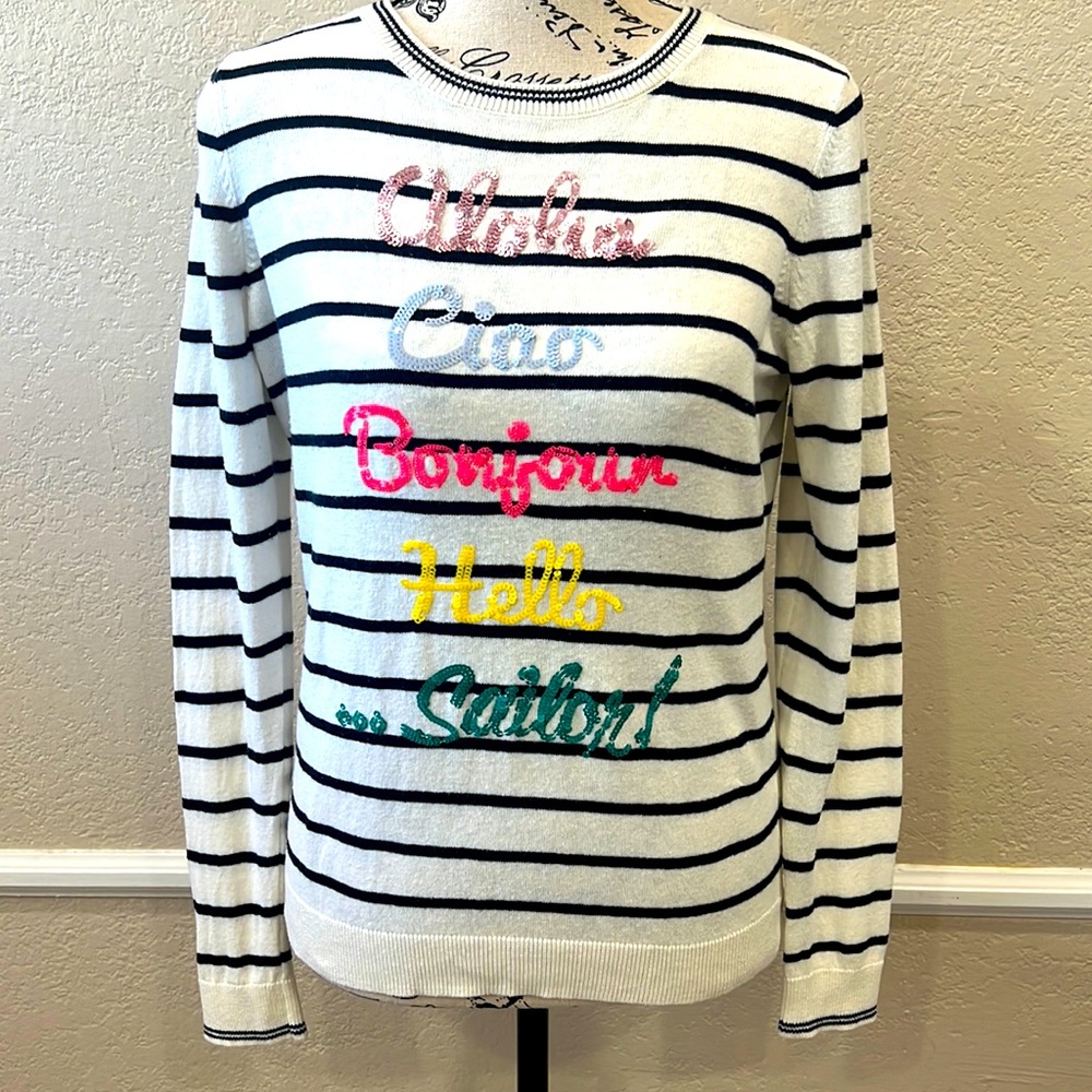 Preowned Talbots Getaway Button-Back Crewneck Whi… - image 1
